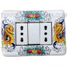 placca copri interruttori ceramica maiolica deruta