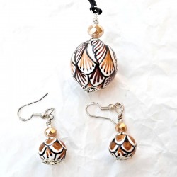 Deruta majolica ceramic necklace earrings set hand painted color decoration