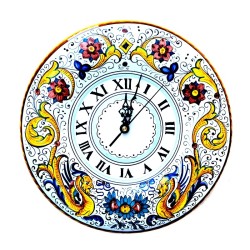 Wall clock majolica ceramic Deruta simple raphaelesque