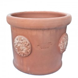 Cylindrical terracotta vase cm27/31 with rosette handmade