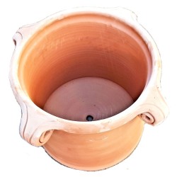 Vaso cilindrico cm27/31 terracotta riccioli forati lavorato a mano