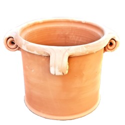 Cylindrical terracotta vase cm27/31 with perforated curls handmade