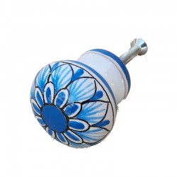 knob majolica ceramic Deruta geometric turquoise 01
