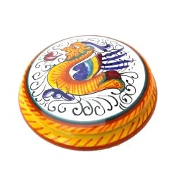 Low jewelery box majolica ceramic Deruta raphaelesque