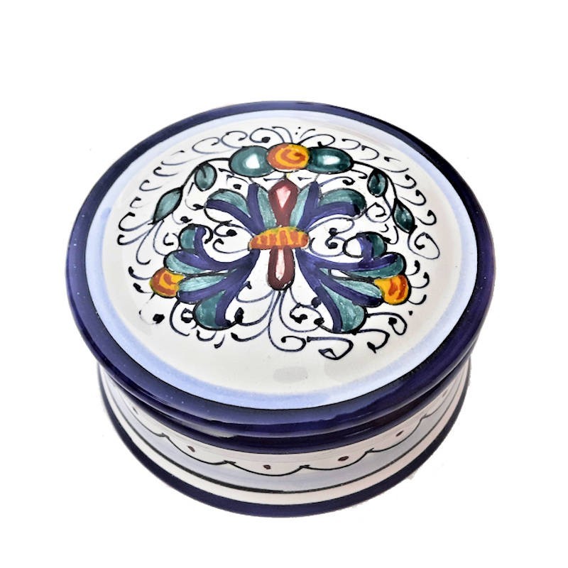 Jewelery box majolica ceramic Deruta rich Deruta blue