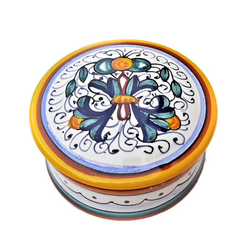 Jewelery box majolica ceramic Deruta rich Deruta yellow