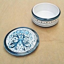Jewelery box majolica ceramic Deruta rich Deruta green single color