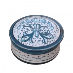 Jewelery box majolica ceramic Deruta rich Deruta green single color