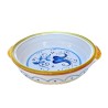 Flame pan majolica ceramic Deruta hand painted with yellow decoration