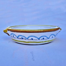 Flame pan majolica ceramic Deruta hand painted with yellow decoration