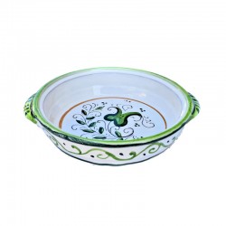 Tegame da fiamma ceramica maiolica Deruta dipinto a mano decoro verde