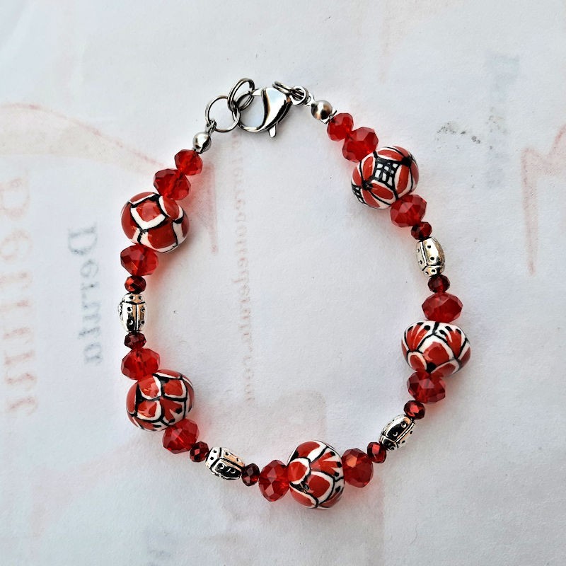 Bracciale ceramica maiolica Deruta dipinto a mano rosso