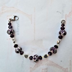 Bracelet Deruta majolica ceramic hand painted violet decoration