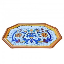 Vassoio ottagonale ceramica maiolica Deruta ricco Deruta giallo