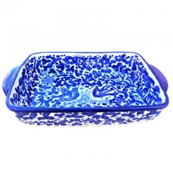 Oven tray majolica ceramic Deruta blue arabesque