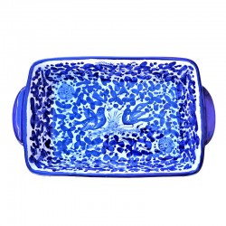 Pirofila da forno ceramica maiolica Deruta arabesco blu