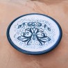 Small wall plate majolica ceramic Deruta rich Deruta green single color