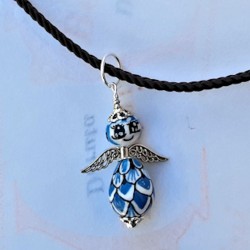 Collana angeli ceramica maiolica Deruta dipinto a mano turchese