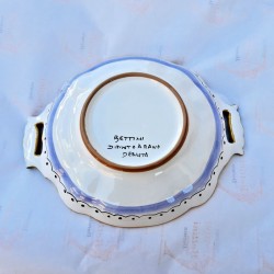 Centrotavola fruttiera ceramica maiolica Deruta dipinto a mano decoro Ricco Deruta Giallo Cm 33