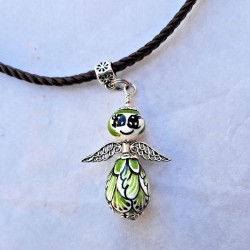 Collana angeli ceramica maiolica Deruta dipinto a mano verde