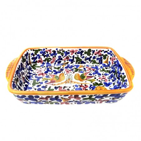 Oven tray majolica ceramic Deruta colored arabesque