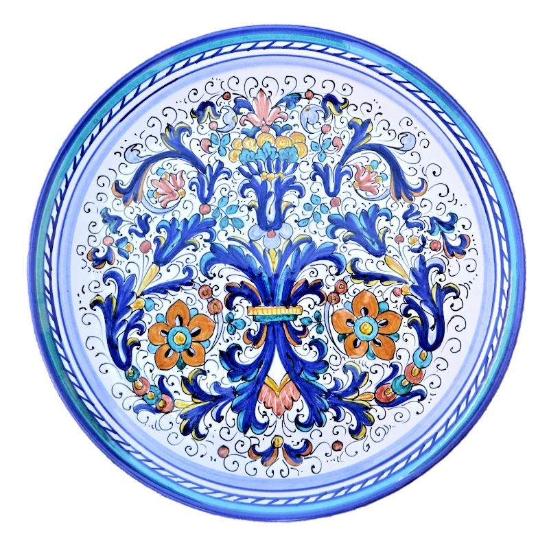 Piatto da parete ceramica maiolica Deruta ricco Deruta blu classico Piatto da parete ceramica maiolica Deruta ricco Deruta blu classico