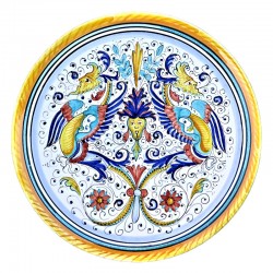 Wall plate majolica ceramic Deruta raphaelesque grotesques