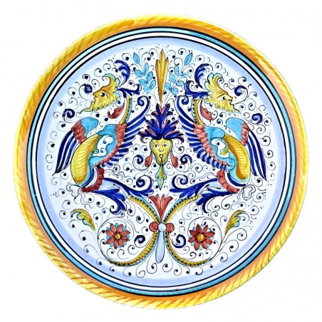 Wall plate majolica ceramic Deruta raphaelesque grotesques