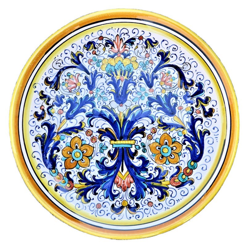Wall plate majolica ceramic Deruta rich Deruta yellow classic Wall plate majolica ceramic Deruta rich Deruta yellow classic
