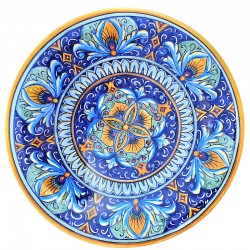 Wall plate majolica ceramic Deruta geometric bean