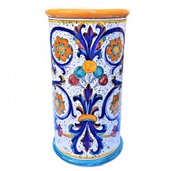 Umbrella stand Deruta majolica hand painted Rich Deruta yellow lux decoration Cylindrical