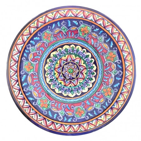 Wall plate majolica ceramic Deruta geometric chains