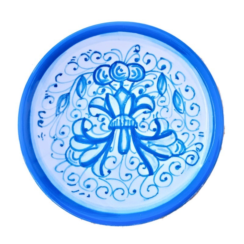 Small wall plate majolica ceramic Deruta rich Deruta turquoise single color Small wall plate majolica ceramic Deruta rich Deruta turquoise single color