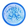 Small wall plate majolica ceramic Deruta rich Deruta turquoise single color