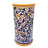 Cylindrical umbrella stand Deruta majolica ceramic hand painted colored arabesque