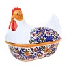 Chicken cooker Deruta majolica ceramic for oven hand painted with colored arabesque decoration