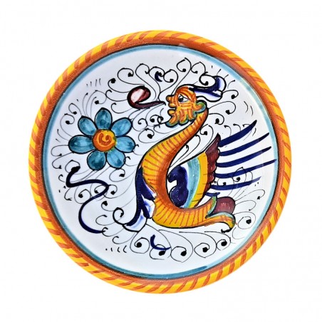 Small wall plate majolica ceramic Deruta raphaelesque