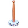 Roll holder with wood majolica ceramic Deruta rich Deruta blue