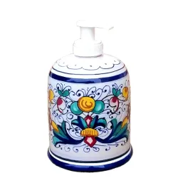 Portasapone liquido ceramica maiolica Deruta ricco Deruta blu