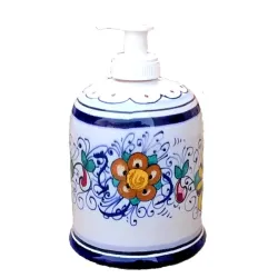Liquid soap holder majolica ceramic Deruta rich Deruta blue