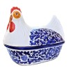 Pirofila cuocipollo ceramica maiolica Deruta da forno dipinto a mano decoro arabesco blu
