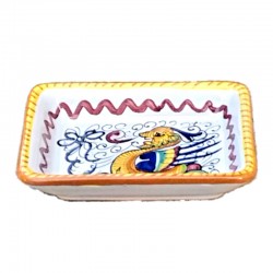 Rectangular soap dish majolica ceramic Deruta raphaelesque