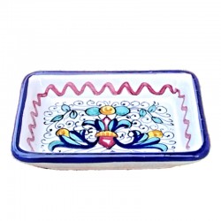 Portasapone rettangolare ceramica maiolica Deruta ricco Deruta blu