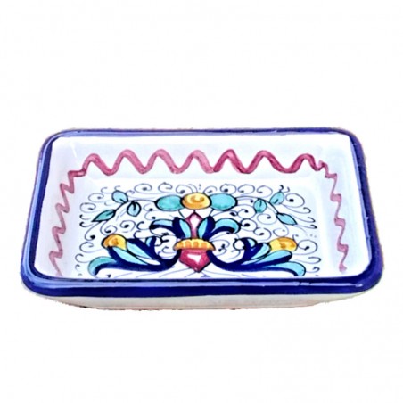 Portasapone rettangolare ceramica maiolica Deruta ricco Deruta blu