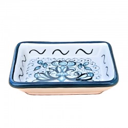 Rectangular soap dish majolica ceramic Deruta rich Deruta green single color