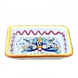 Rectangular soap dish majolica ceramic Deruta rich Deruta yellow