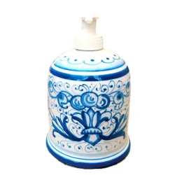 Liquid soap holder majolica ceramic Deruta rich Deruta turquoise single color