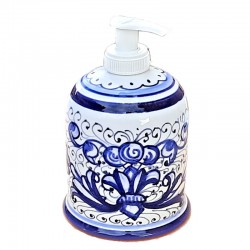 Liquid soap holder majolica ceramic Deruta rich Deruta blue single color