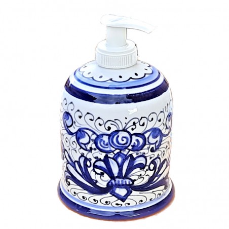 Liquid soap holder majolica ceramic Deruta rich Deruta blue single color