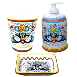 Bathroom set majolica ceramic Deruta rich Deruta yellow 3 PCS